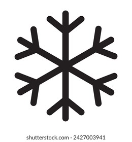 Icono de copo de nieve, símbolo de copo de nieve, silueta de copo de nieve. Símbolo de nieve, vacaciones, tiempo frío, heladas. Elemento de diseño de invierno.