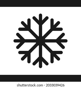 Snowflake icon. Simple flat style isolated on white background. Symbol of Ice, Christmas, winter, temperature, weather, crystal. Abstract element for decor. Silhouette snow shape. Vector illustration.
