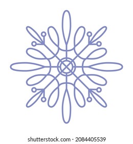 Snowflake icon. Simple flat vector line illustration isolated on white background. Silhouette flake of snow.