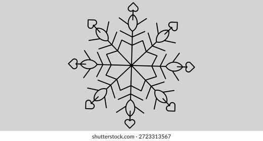 Floco de neve. Ícone de floco de neve. Ícone de floco de neve simples em design de estilo de linha. Símbolo de floco de neve. Ilustração vetorial