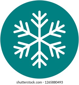 Snowflake icon simple vector illustration. Flat style. Snowflake icon isolated on green background. Snow symbol for web, logo, app, ui. Wintery weather. A flake of snow.