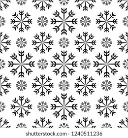 Snowflake Icon, Snow Seamless Pattern Vector Art Illustration