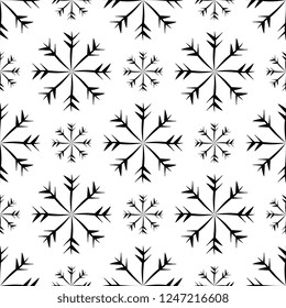 Snowflake Icon, Snow Seamless Pattern Vector Art Illustration
