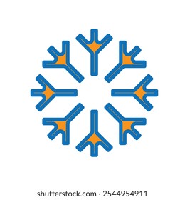 icono de copo de nieve. Señal de nieve. Plantilla de copo de nieve, invierno. Icono de invierno. Colección de copo de nieve. estilo de diseño mixto. Plantilla de diseño de Vector