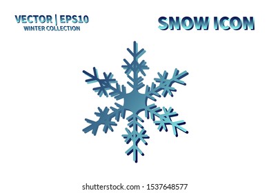 Snowflake icon. Snowflake snow vector. Isolated snowflake for Merry Christmas. Winter snowflake flat icon use for New Year, weather, holiday, decoration, graphic, background, pattern. Cold frozen ice