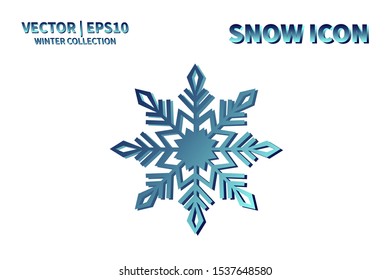 Snowflake icon. Snowflake snow vector. Isolated snowflake for Merry Christmas. Winter snowflake flat icon use for New Year, weather, holiday, decoration, graphic, background, pattern. Cold frozen ice