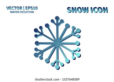 Snowflake icon. Snowflake snow vector. Isolated snowflake for Merry Christmas. Winter snowflake flat icon use for New Year, weather, holiday, decoration, graphic, background, pattern. Cold frozen ice