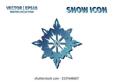 Snowflake icon. Snowflake snow vector. Isolated snowflake for Merry Christmas. Winter snowflake flat icon use for New Year, weather, holiday, decoration, graphic, background, pattern. Cold frozen ice