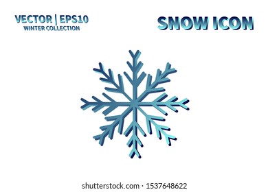 Snowflake icon. Snowflake snow vector. Isolated snowflake for Merry Christmas. Winter snowflake flat icon use for New Year, weather, holiday, decoration, graphic, background, pattern. Cold frozen ice