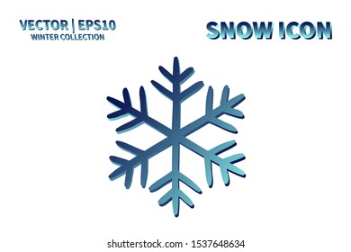 Snowflake icon. Snowflake snow vector. Isolated snowflake for Merry Christmas. Winter snowflake flat icon use for New Year, weather, holiday, decoration, graphic, background, pattern. Cold frozen ice