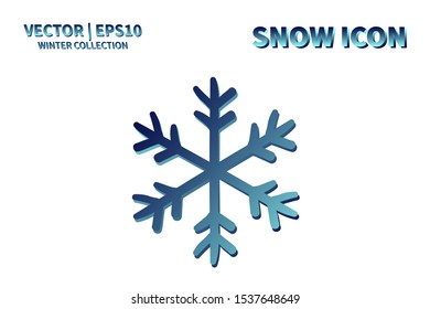 Snowflake icon. Snowflake snow vector. Isolated snowflake for Merry Christmas. Winter snowflake flat icon use for New Year, weather, holiday, decoration, graphic, background, pattern. Cold frozen ice