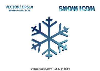 Snowflake icon. Snowflake snow vector. Isolated snowflake for Merry Christmas. Winter snowflake flat icon use for New Year, weather, holiday, decoration, graphic, background, pattern. Cold frozen ice