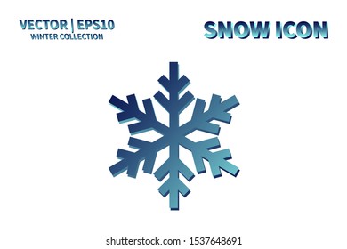 Snowflake icon. Snowflake snow vector. Isolated snowflake for Merry Christmas. Winter snowflake flat icon use for New Year, weather, holiday, decoration, graphic, background, pattern. Cold frozen ice