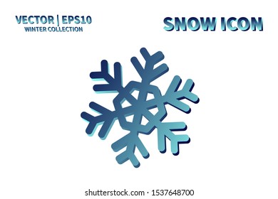 Snowflake icon. Snowflake snow vector. Isolated snowflake for Merry Christmas. Winter snowflake flat icon use for New Year, weather, holiday, decoration, graphic, background, pattern. Cold frozen ice
