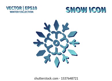 Snowflake icon. Snowflake snow vector. Isolated snowflake for Merry Christmas. Winter snowflake flat icon use for New Year, weather, holiday, decoration, graphic, background, pattern. Cold frozen ice