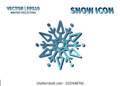 Snowflake icon. Snowflake snow vector. Isolated snowflake for Merry Christmas. Winter snowflake flat icon use for New Year, weather, holiday, decoration, graphic, background, pattern. Cold frozen ice