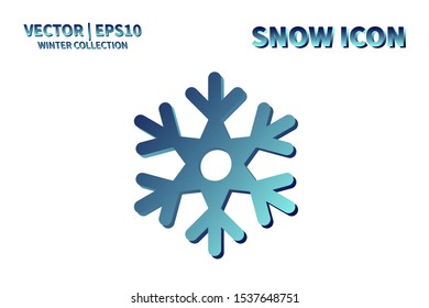 Snowflake icon. Snowflake snow vector. Isolated snowflake for Merry Christmas. Winter snowflake flat icon use for New Year, weather, holiday, decoration, graphic, background, pattern. Cold frozen ice