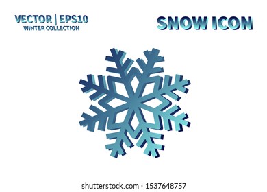Snowflake icon. Snowflake snow vector. Isolated snowflake for Merry Christmas. Winter snowflake flat icon use for New Year, weather, holiday, decoration, graphic, background, pattern. Cold frozen ice