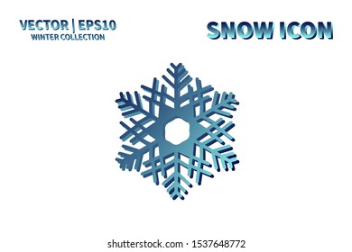 Snowflake icon. Snowflake snow vector. Isolated snowflake for Merry Christmas. Winter snowflake flat icon use for New Year, weather, holiday, decoration, graphic, background, pattern. Cold frozen ice