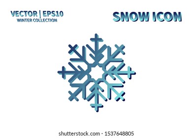 Snowflake icon. Snowflake snow vector. Isolated snowflake for Merry Christmas. Winter snowflake flat icon use for New Year, weather, holiday, decoration, graphic, background, pattern. Cold frozen ice