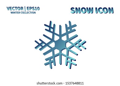 Snowflake icon. Snowflake snow vector. Isolated snowflake for Merry Christmas. Winter snowflake flat icon use for New Year, weather, holiday, decoration, graphic, background, pattern. Cold frozen ice