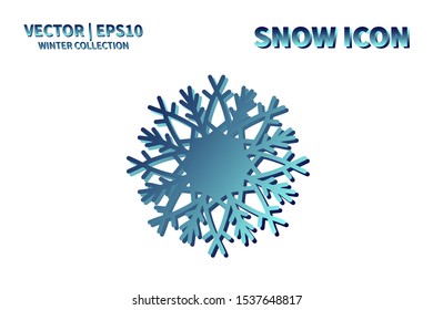 Snowflake icon. Snowflake snow vector. Isolated snowflake for Merry Christmas. Winter snowflake flat icon use for New Year, weather, holiday, decoration, graphic, background, pattern. Cold frozen ice