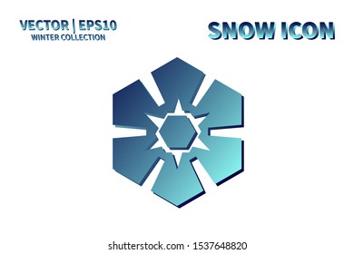 Snowflake icon. Snowflake snow vector. Isolated snowflake for Merry Christmas. Winter snowflake flat icon use for New Year, weather, holiday, decoration, graphic, background, pattern. Cold frozen ice
