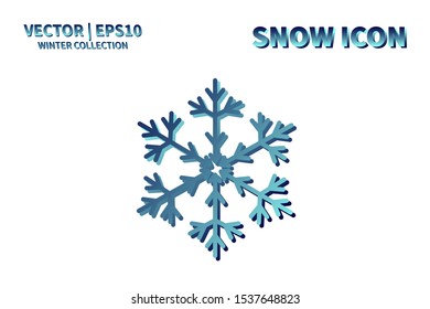 Snowflake icon. Snowflake snow vector. Isolated snowflake for Merry Christmas. Winter snowflake flat icon use for New Year, weather, holiday, decoration, graphic, background, pattern. Cold frozen ice