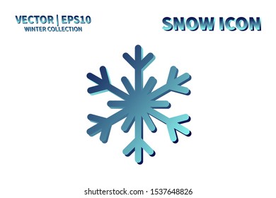 Snowflake icon. Snowflake snow vector. Isolated snowflake for Merry Christmas. Winter snowflake flat icon use for New Year, weather, holiday, decoration, graphic, background, pattern. Cold frozen ice