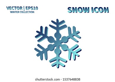 Snowflake icon. Snowflake snow vector. Isolated snowflake for Merry Christmas. Winter snowflake flat icon use for New Year, weather, holiday, decoration, graphic, background, pattern. Cold frozen ice