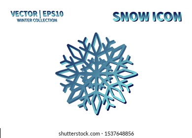 Snowflake icon. Snowflake snow vector. Isolated snowflake for Merry Christmas. Winter snowflake flat icon use for New Year, weather, holiday, decoration, graphic, background, pattern. Cold frozen ice