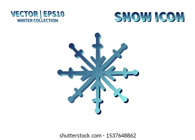 Snowflake icon. Snowflake snow vector. Isolated snowflake for Merry Christmas. Winter snowflake flat icon use for New Year, weather, holiday, decoration, graphic, background, pattern. Cold frozen ice