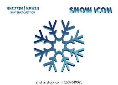 Snowflake icon. Snowflake snow vector. Isolated snowflake for Merry Christmas. Winter snowflake flat icon use for New Year, weather, holiday, decoration, graphic, background, pattern. Cold frozen ice
