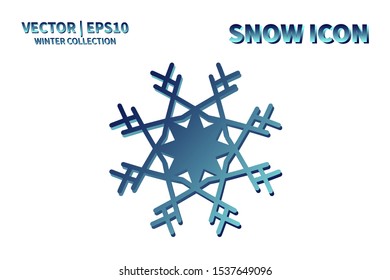 Snowflake icon. Snowflake snow vector. Isolated snowflake for Merry Christmas. Winter snowflake flat icon use for New Year, weather, holiday, decoration, graphic, background, pattern. Cold frozen ice