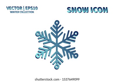 Snowflake icon. Snowflake snow vector. Isolated snowflake for Merry Christmas. Winter snowflake flat icon use for New Year, weather, holiday, decoration, graphic, background, pattern. Cold frozen ice