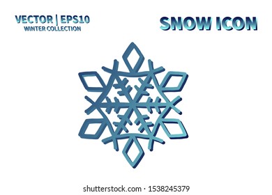 Snowflake icon. Snowflake snow vector. Isolated snowflake for Merry Christmas. Winter snowflake flat icon use for New Year, weather, holiday, decoration, graphic, background, pattern. Cold frozen ice