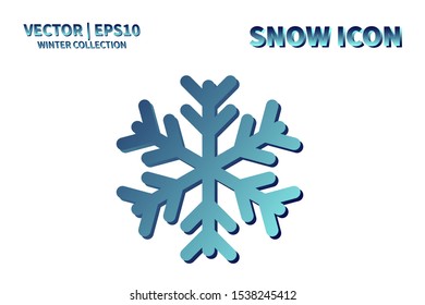 Snowflake icon. Snowflake snow vector. Isolated snowflake for Merry Christmas. Winter snowflake flat icon use for New Year, weather, holiday, decoration, graphic, background, pattern. Cold frozen ice