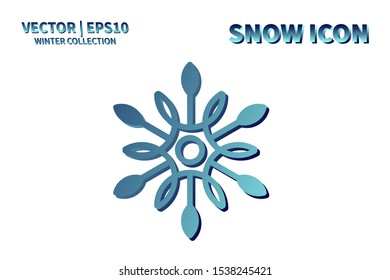 Snowflake icon. Snowflake snow vector. Isolated snowflake for Merry Christmas. Winter snowflake flat icon use for New Year, weather, holiday, decoration, graphic, background, pattern. Cold frozen ice