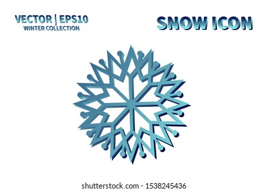 Snowflake icon. Snowflake snow vector. Isolated snowflake for Merry Christmas. Winter snowflake flat icon use for New Year, weather, holiday, decoration, graphic, background, pattern. Cold frozen ice