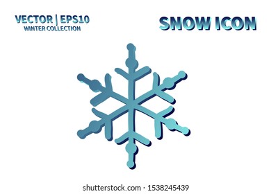 Snowflake icon. Snowflake snow vector. Isolated snowflake for Merry Christmas. Winter snowflake flat icon use for New Year, weather, holiday, decoration, graphic, background, pattern. Cold frozen ice