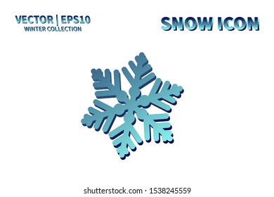 Snowflake icon. Snowflake snow vector. Isolated snowflake for Merry Christmas. Winter snowflake flat icon use for New Year, weather, holiday, decoration, graphic, background, pattern. Cold frozen ice