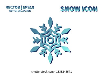 Snowflake icon. Snowflake snow vector. Isolated snowflake for Merry Christmas. Winter snowflake flat icon use for New Year, weather, holiday, decoration, graphic, background, pattern. Cold frozen ice