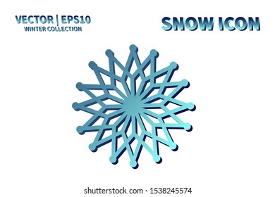 Snowflake icon. Snowflake snow vector. Isolated snowflake for Merry Christmas. Winter snowflake flat icon use for New Year, weather, holiday, decoration, graphic, background, pattern. Cold frozen ice