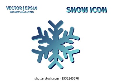 Snowflake icon. Snowflake snow vector. Isolated snowflake for Merry Christmas. Winter snowflake flat icon use for New Year, weather, holiday, decoration, graphic, background, pattern. Cold frozen ice
