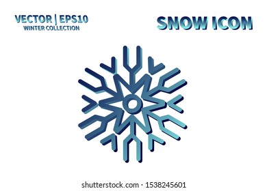 Snowflake icon. Snowflake snow vector. Isolated snowflake for Merry Christmas. Winter snowflake flat icon use for New Year, weather, holiday, decoration, graphic, background, pattern. Cold frozen ice
