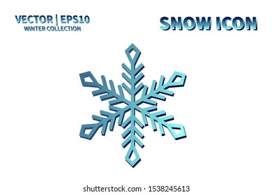 Snowflake icon. Snowflake snow vector. Isolated snowflake for Merry Christmas. Winter snowflake flat icon use for New Year, weather, holiday, decoration, graphic, background, pattern. Cold frozen ice
