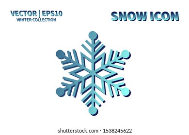 Snowflake icon. Snowflake snow vector. Isolated snowflake for Merry Christmas. Winter snowflake flat icon use for New Year, weather, holiday, decoration, graphic, background, pattern. Cold frozen ice