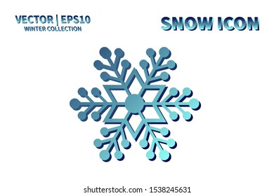 Snowflake icon. Snowflake snow vector. Isolated snowflake for Merry Christmas. Winter snowflake flat icon use for New Year, weather, holiday, decoration, graphic, background, pattern. Cold frozen ice
