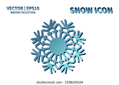 Snowflake icon. Snowflake snow vector. Isolated snowflake for Merry Christmas. Winter snowflake flat icon use for New Year, weather, holiday, decoration, graphic, background, pattern. Cold frozen ice