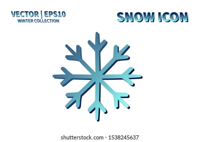 Snowflake icon. Snowflake snow vector. Isolated snowflake for Merry Christmas. Winter snowflake flat icon use for New Year, weather, holiday, decoration, graphic, background, pattern. Cold frozen ice